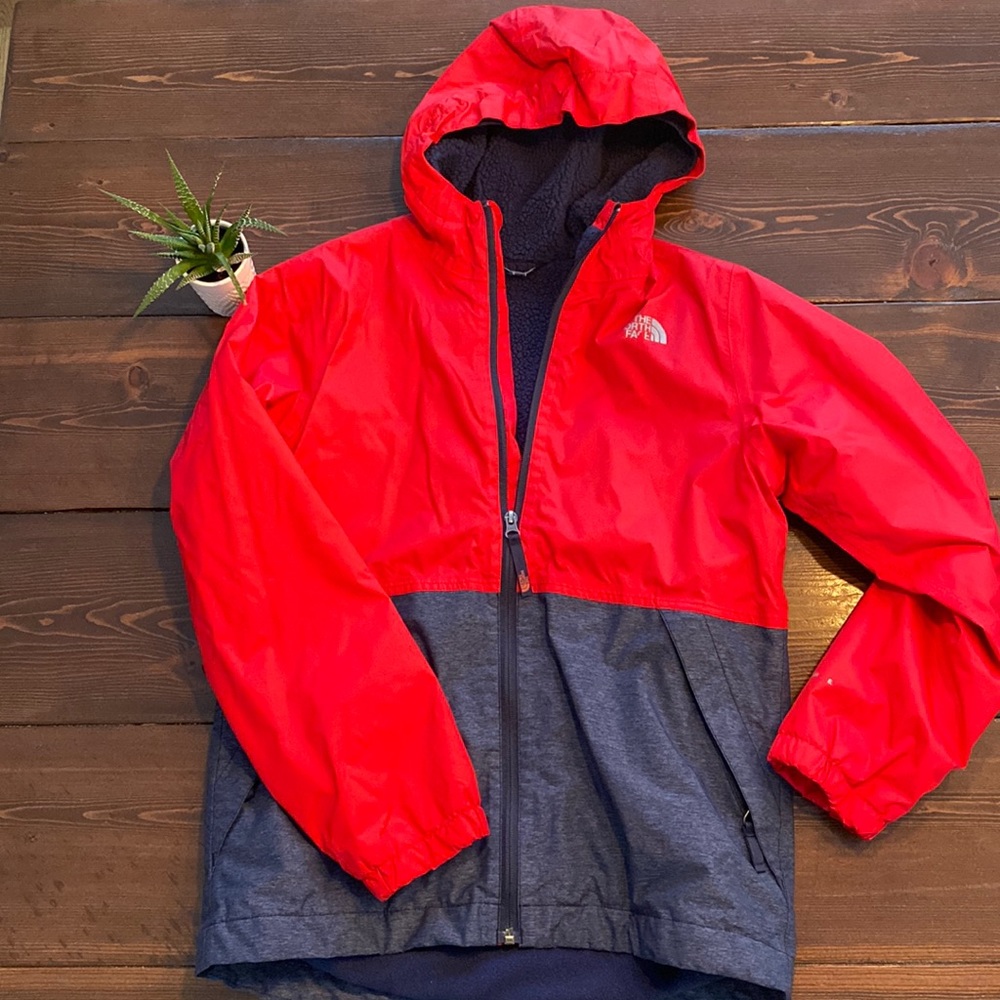 Boys fleece lined North Face rain coat
